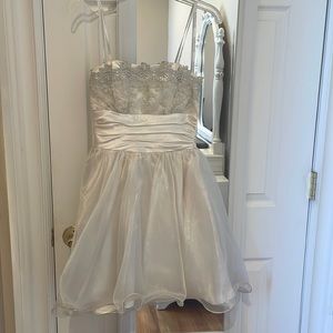 Off white strapless puffy dress